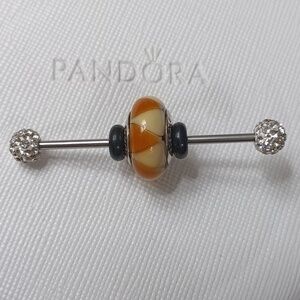 PandoraVintage Silver Amber Captivating Murano Glass Charm (2 Listed Separately)